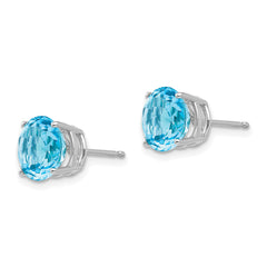 14k White Gold 8mm Blue Topaz Earrings