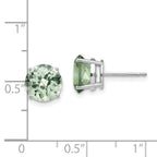 14kw 8mm Round Checker-Cut Green Quartz Earrings