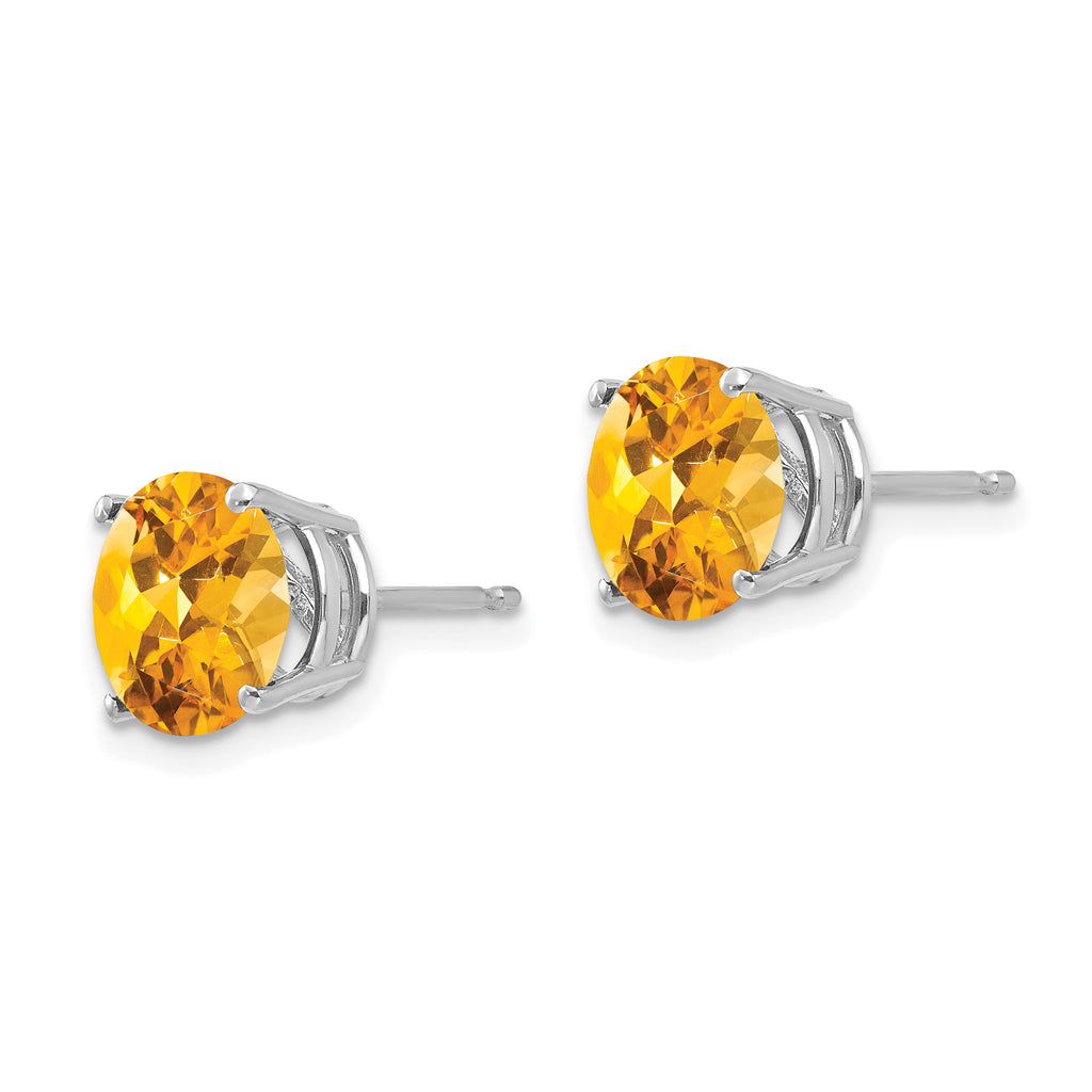 14k White Gold 8mm Citrine Earrings