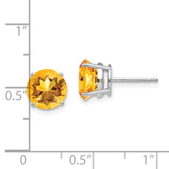 14k White Gold 8mm Citrine Earrings