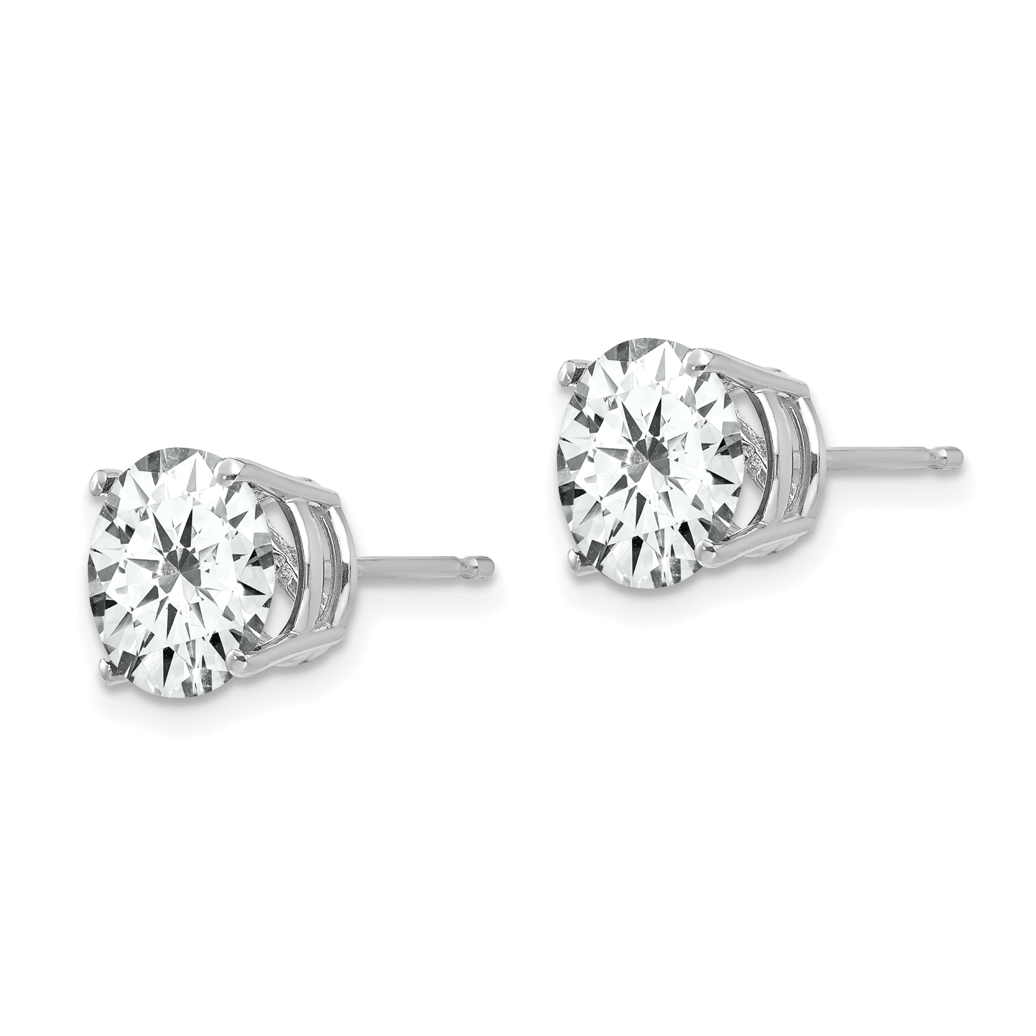 14k White Gold 8mm Cubic Zirconia Earrings Secondary image