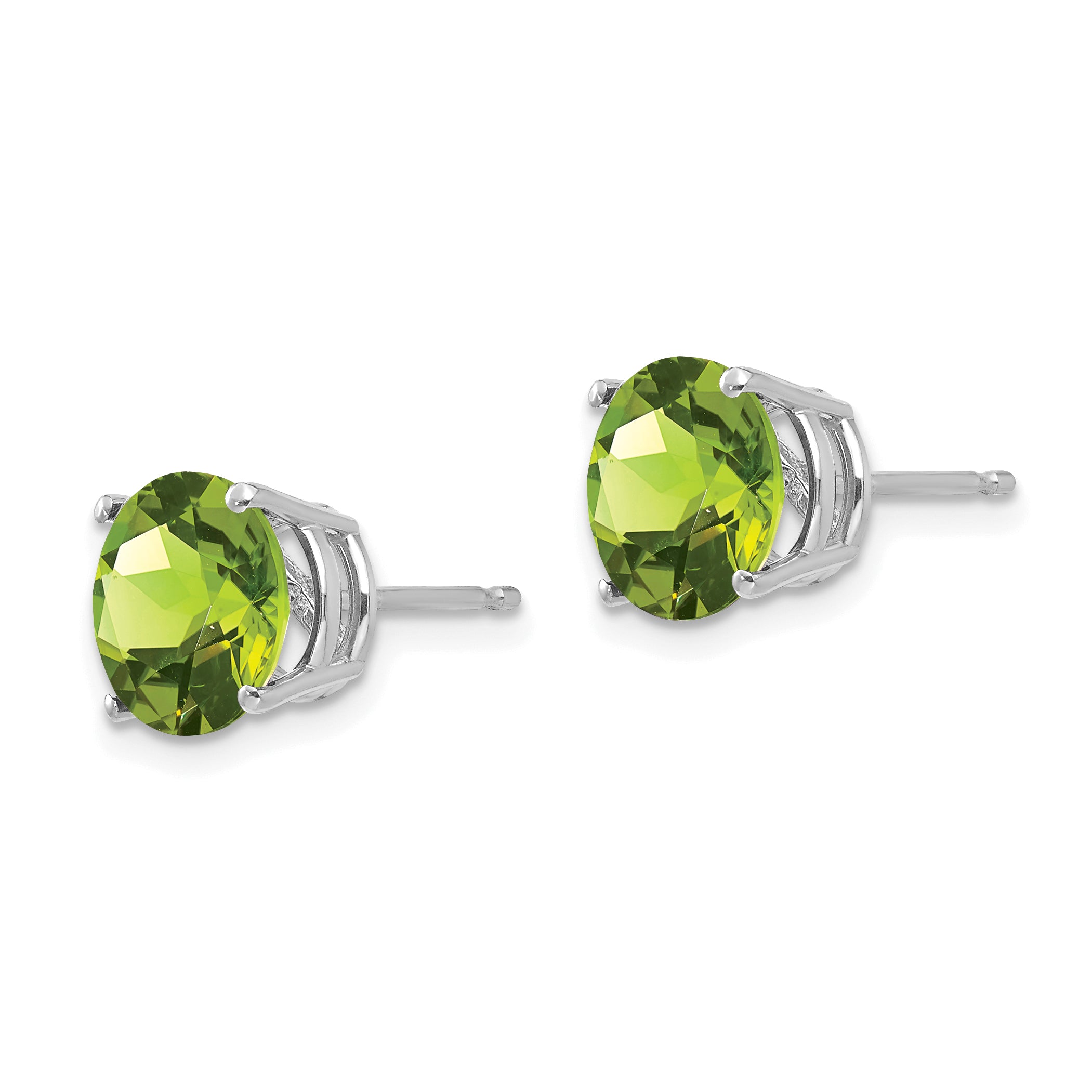 14k White Gold 8mm Peridot Earring Secondary image