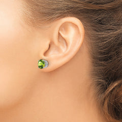 14k White Gold 8mm Peridot Earring