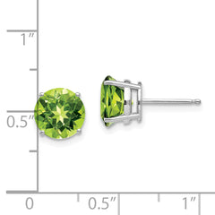 14k White Gold 8mm Peridot Earring