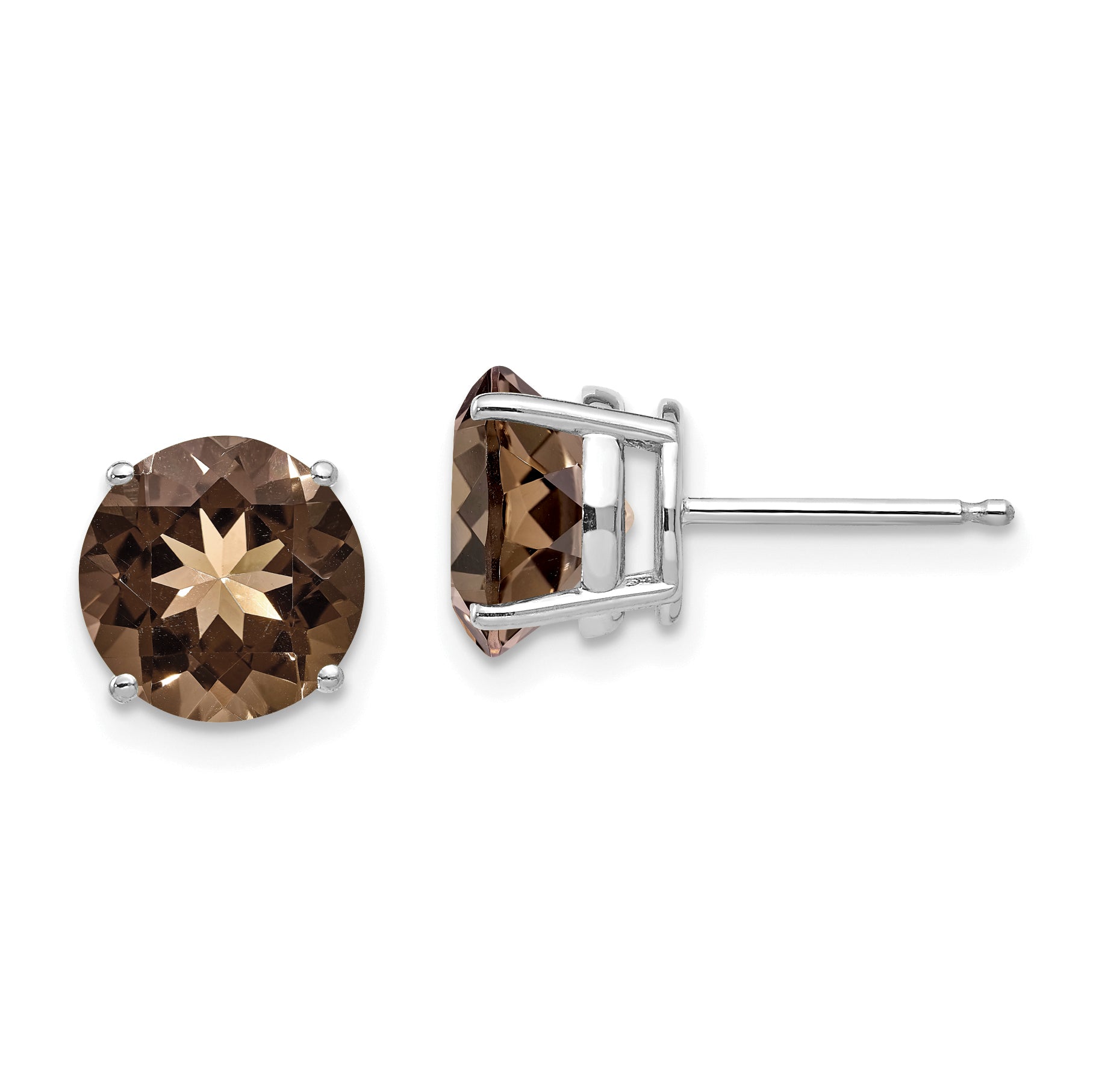 14kw 8mm Round Smoky Quartz Earrings Main image