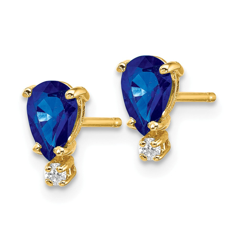 14K Sapphire Diamond Earrings Secondary image