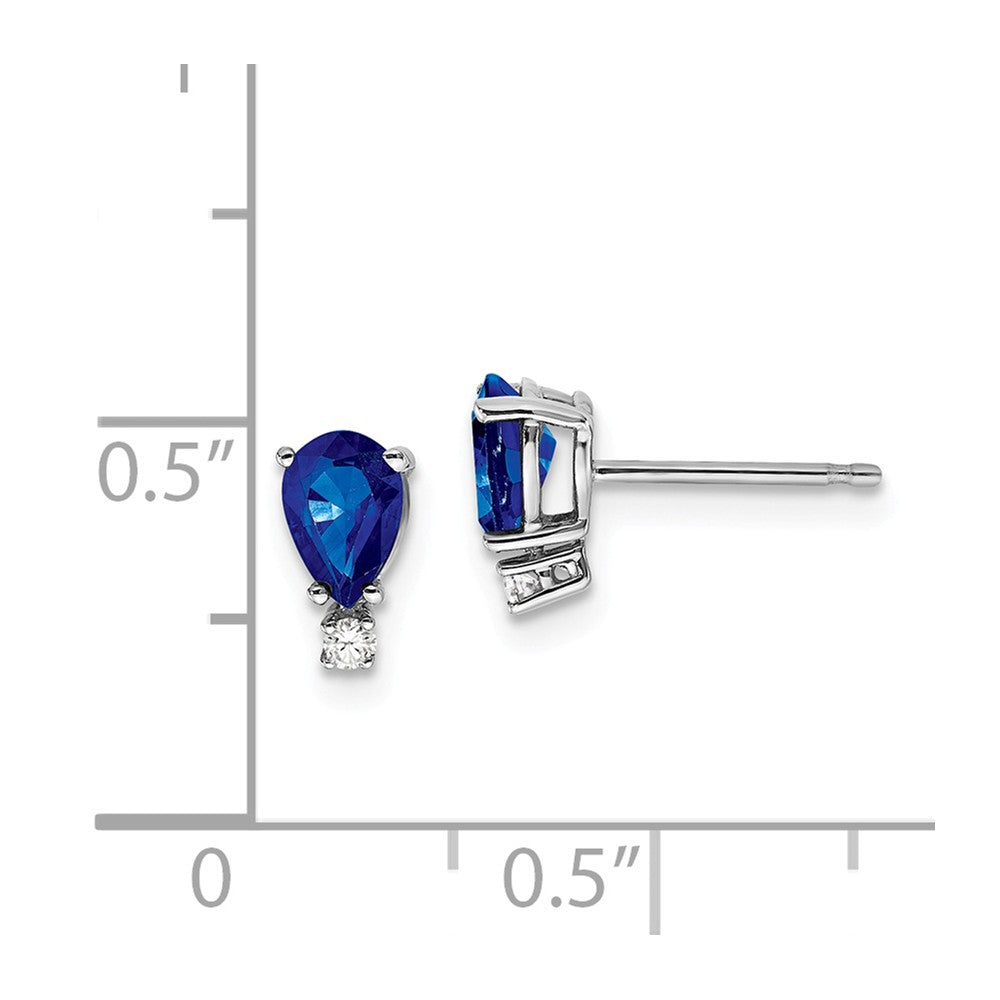 14k White Gold Sapphire Diamond Post Earrings