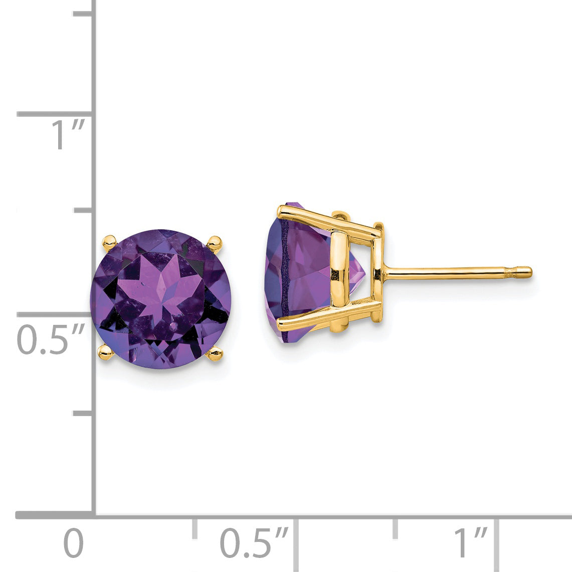 14k Amethyst Round Stud Earring