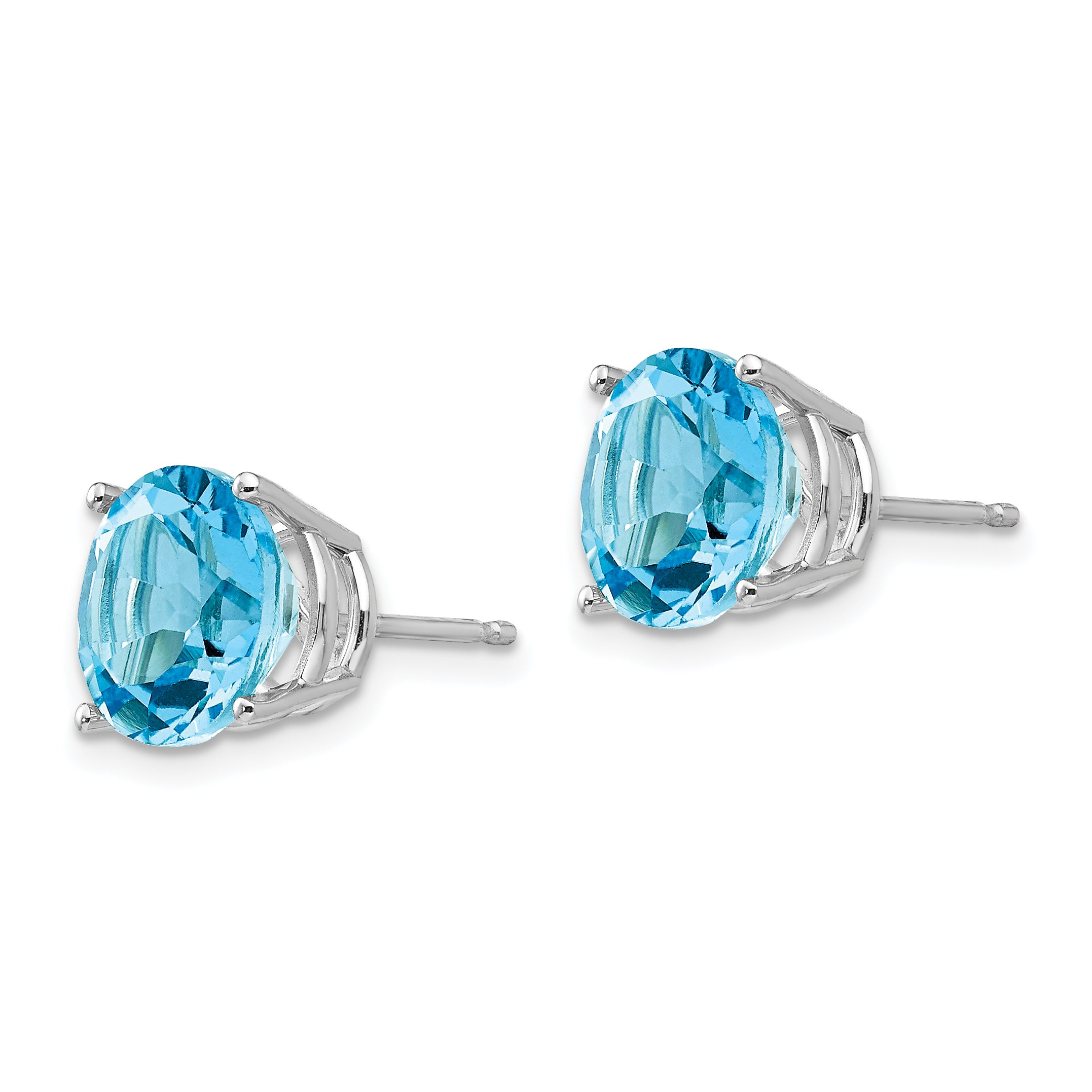14k White Gold 9mm Blue Topaz Earrings Secondary image