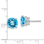 14k White Gold 9mm Blue Topaz Earrings