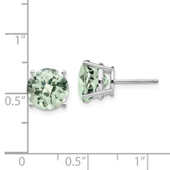 14kw 9mm Round Checker-Cut Green Quartz Earrings
