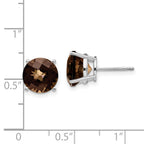14kw 9mm Round Checker-Cut Smoky Quartz Earrings