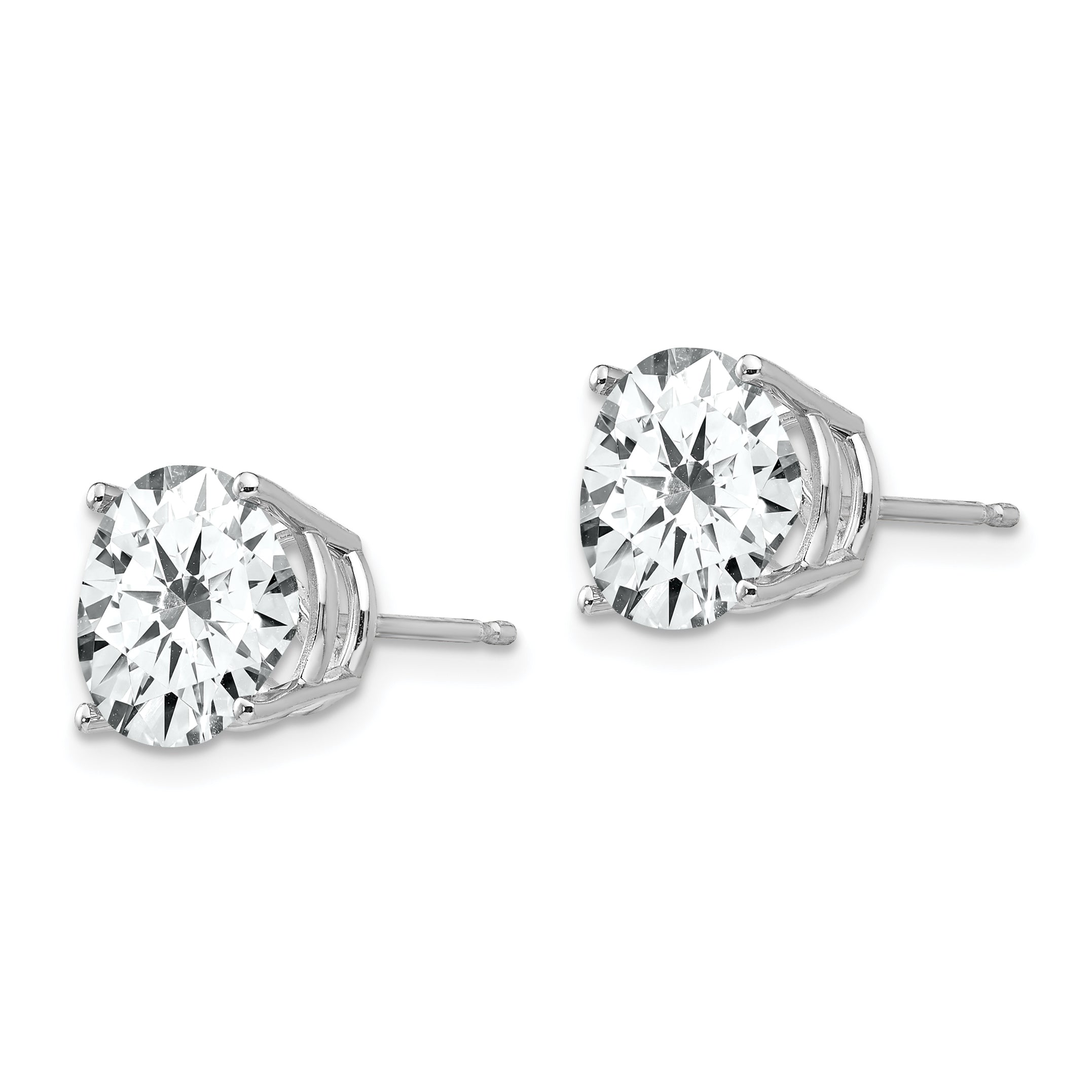 14k White Gold 9mm Cubic Zirconia Earrings Secondary image