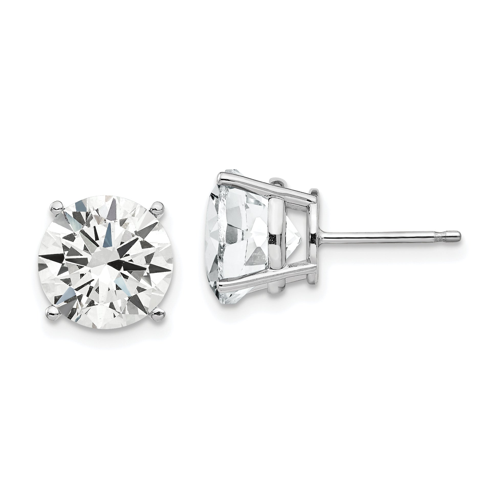 14k White Gold 9mm Cubic Zirconia Earrings Main image