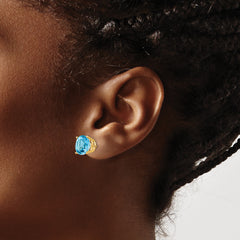 14k 10mm Blue Topaz Earrings