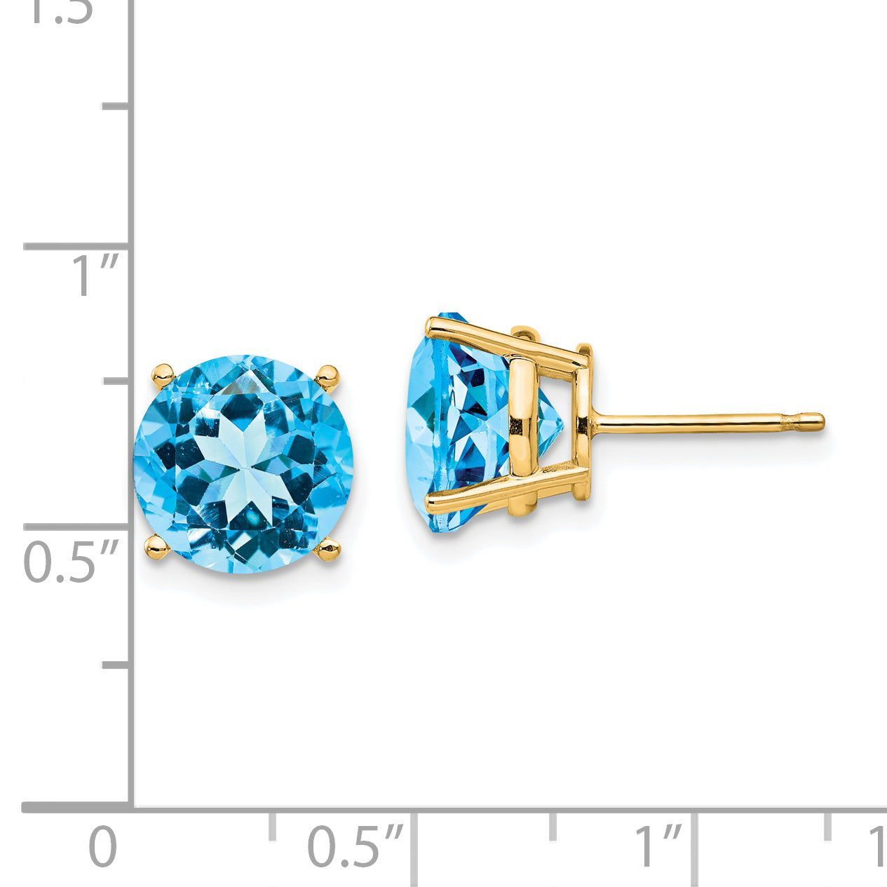 14k 10mm Blue Topaz Earrings