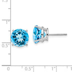 14k White Gold Blue Topaz Round Stud Earrings
