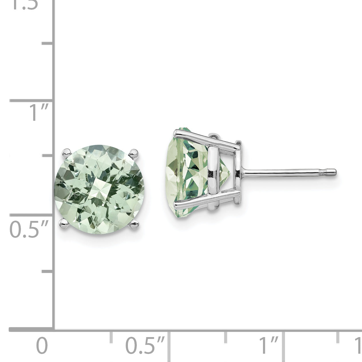 14kw 10mm Round Checker-Cut Green Quartz Earrings Secondary image