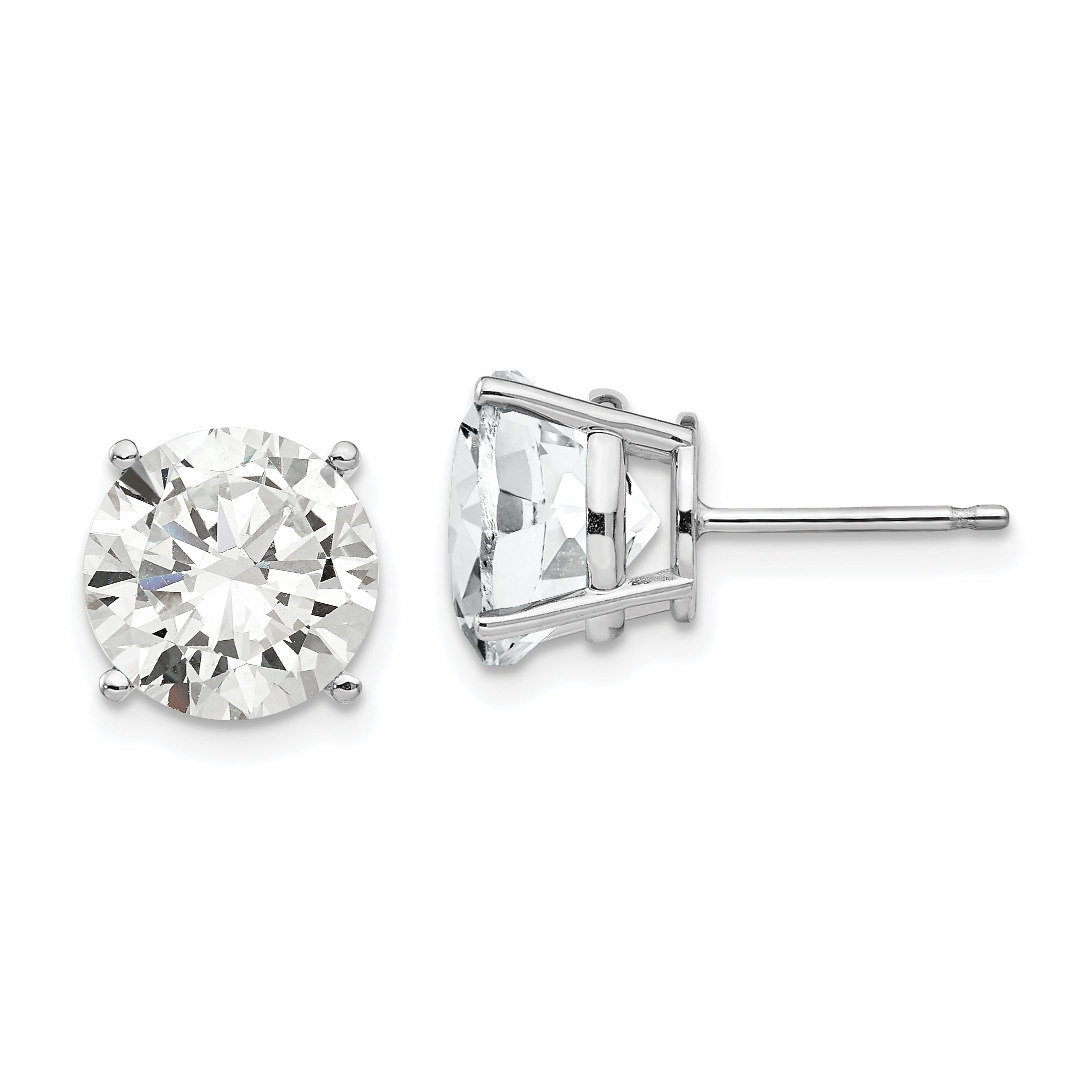 14k White Gold 10mm Cubic Zirconia Earrings Main image