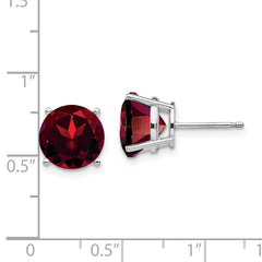14k White Gold Garnet Round Stud Earrings