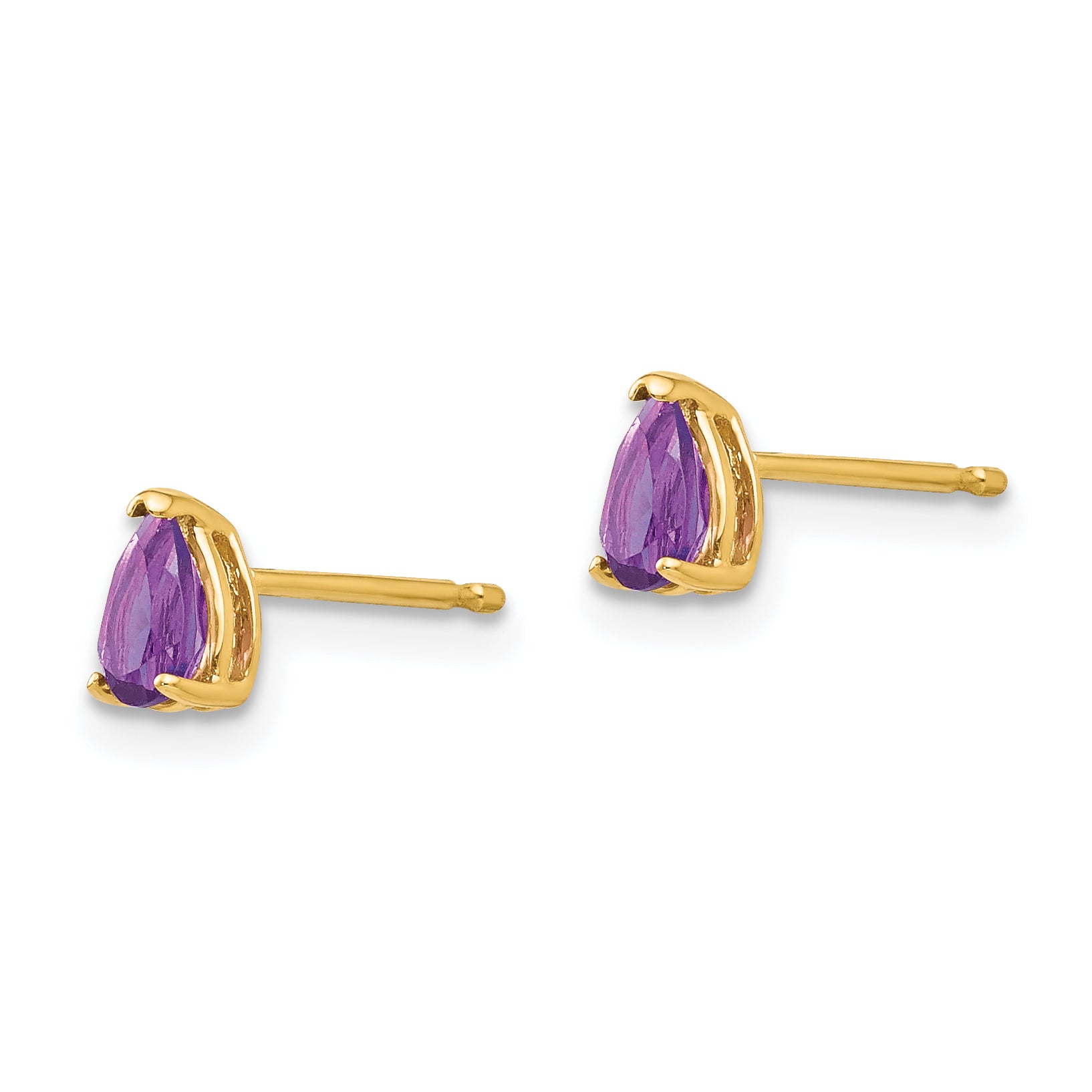 14k 5x3mm Pear Amethyst Earrings Secondary image