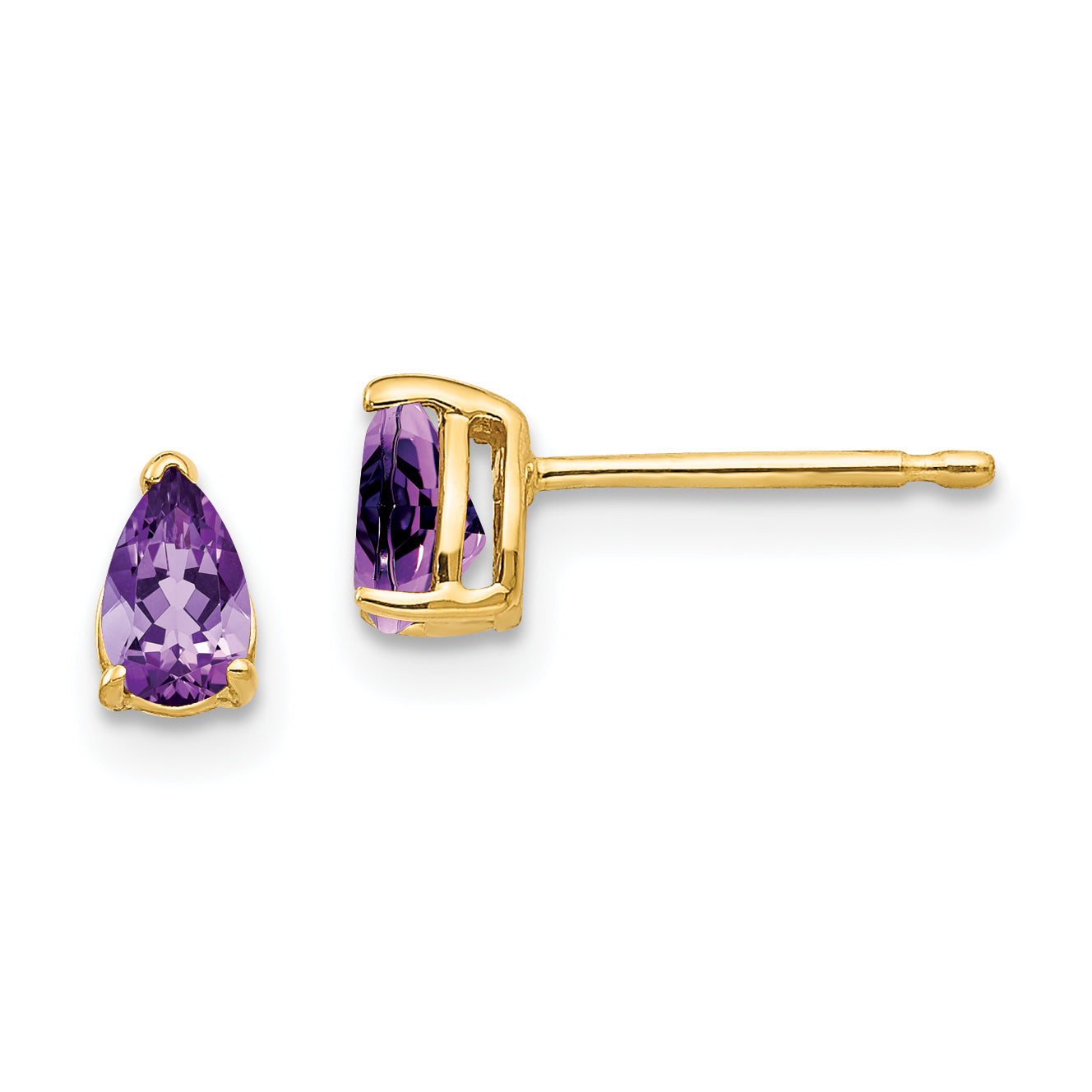 14k 5x3mm Pear Amethyst Earrings Main image