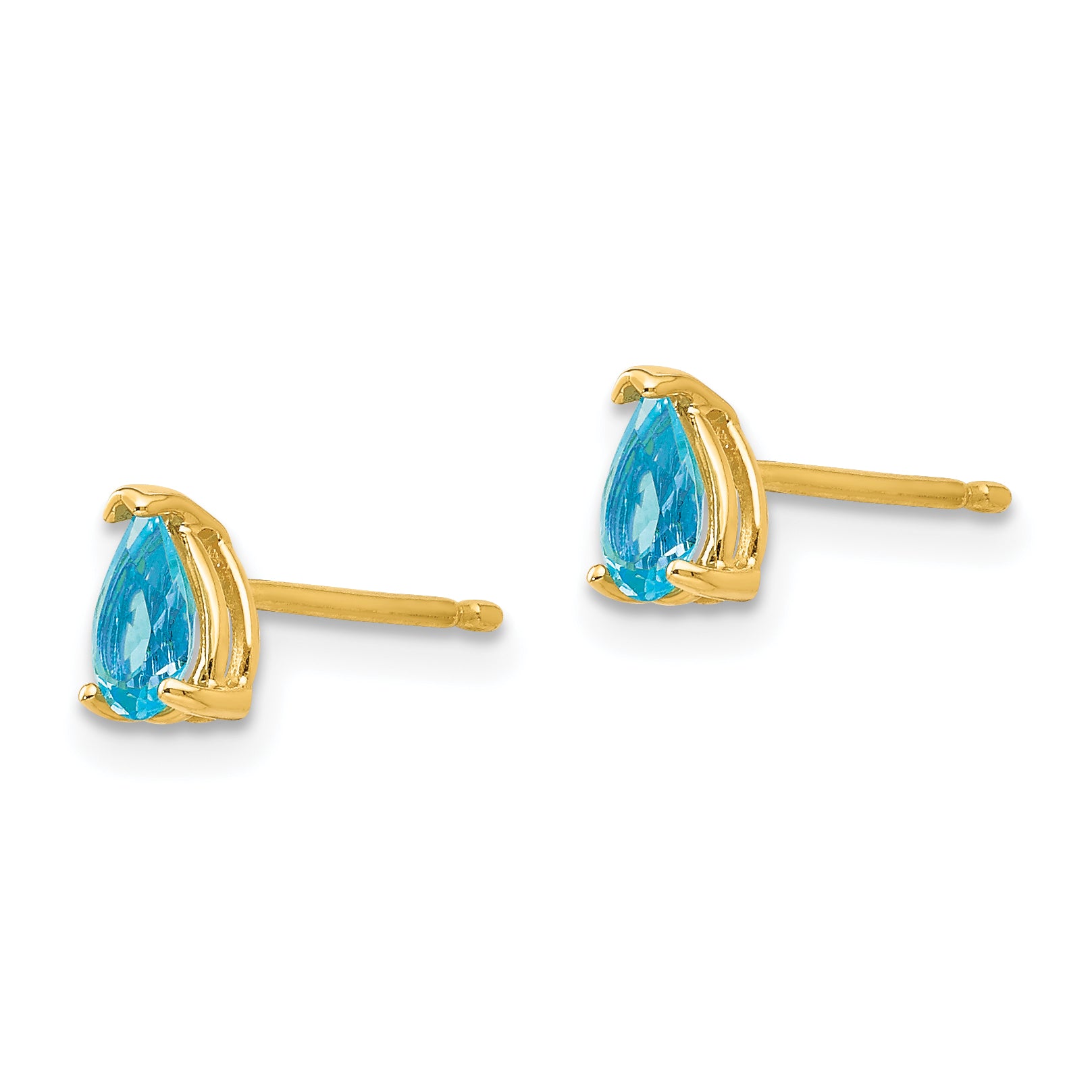 14k 5x3mm Pear Blue Topaz Earrings Secondary image