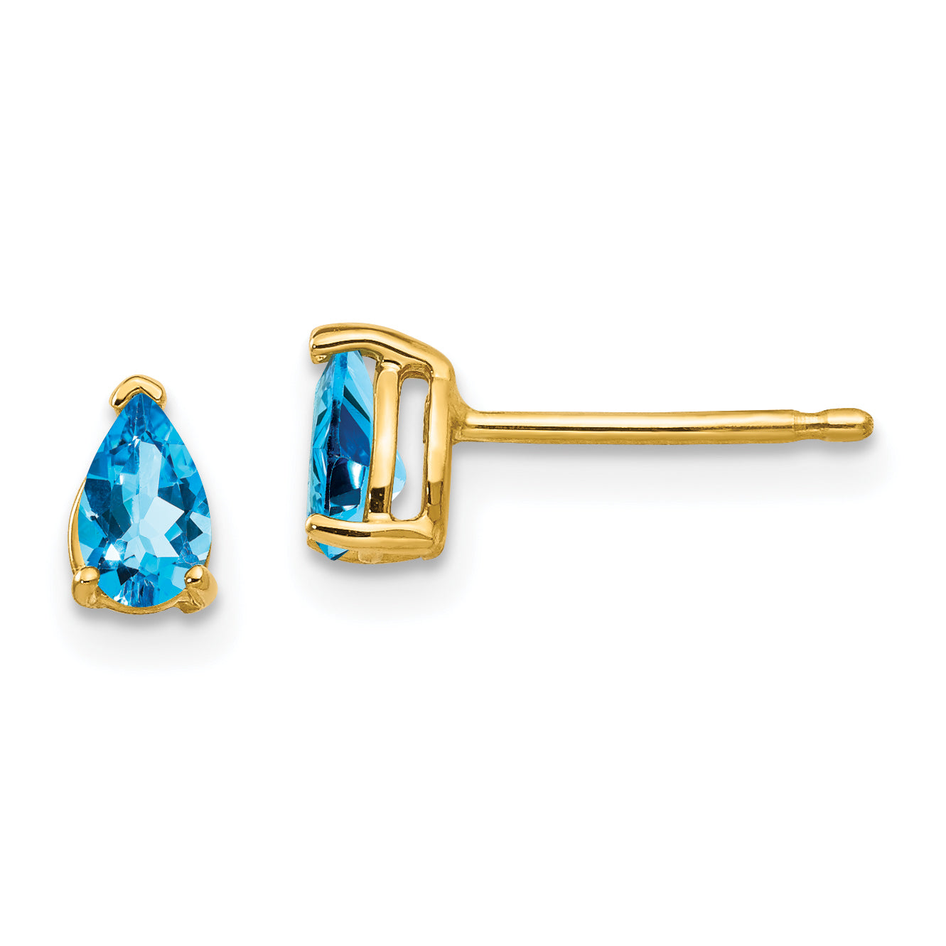 14k 5x3mm Pear Blue Topaz Earrings Main image
