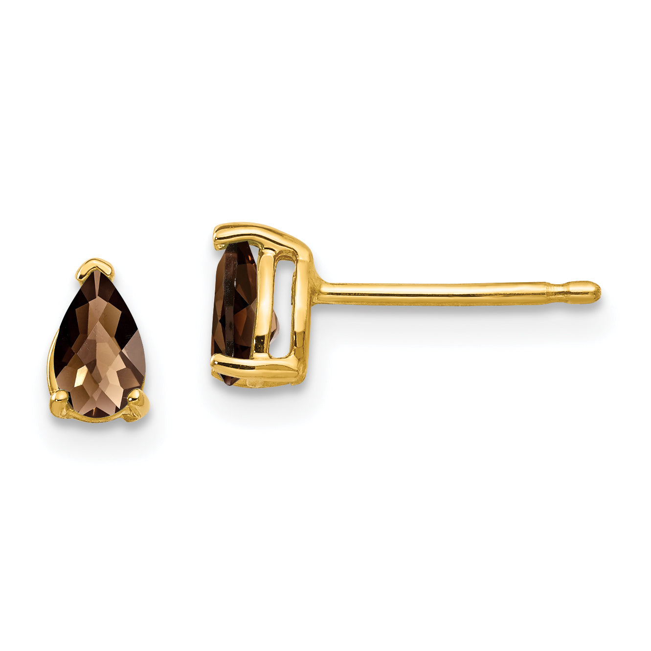 14k 5x3 Pear Checker-Cut Smoky Quartz Earrings Main image