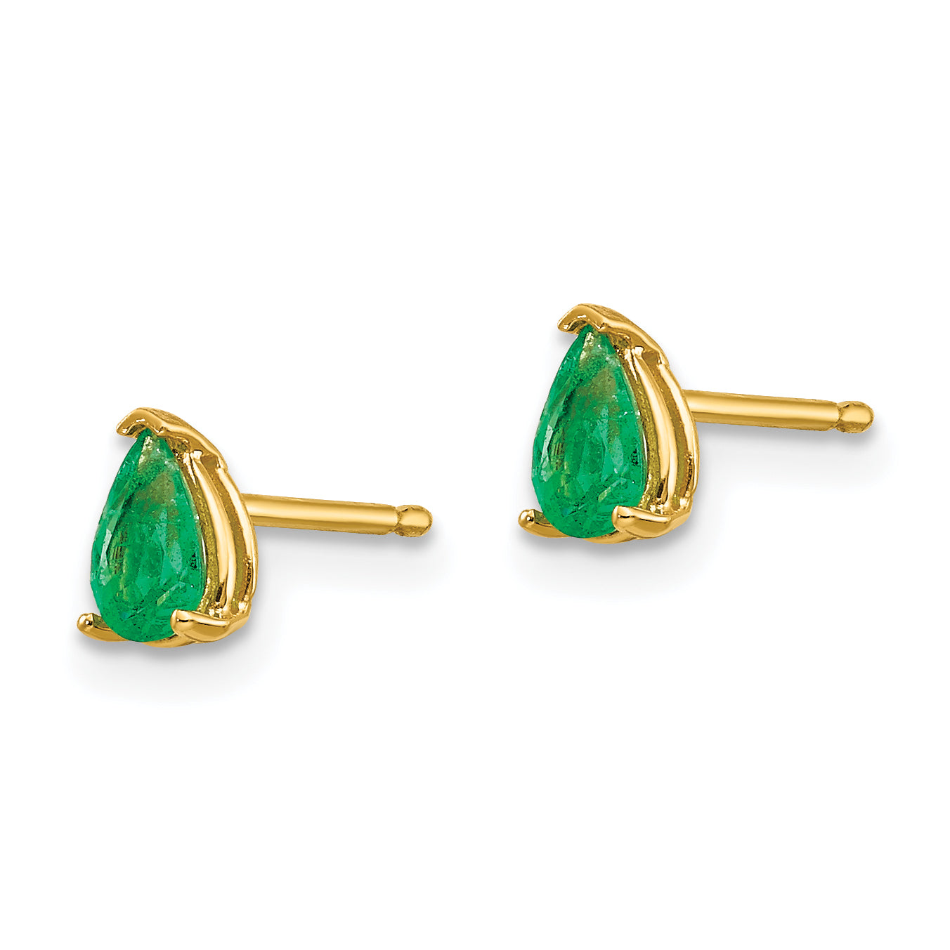 14k Emerald Post Earrings Secondary image