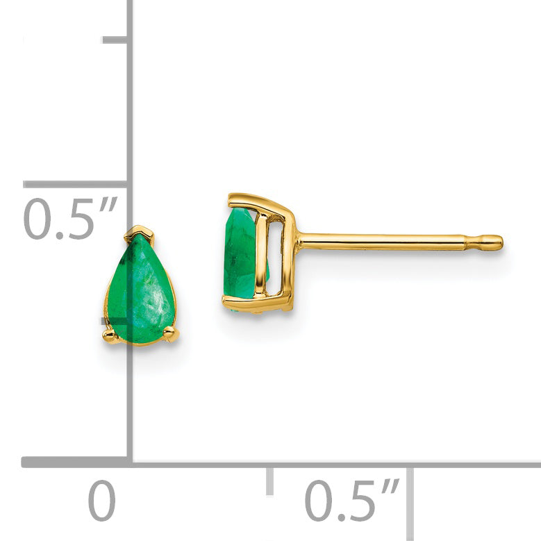 14k Emerald Post Earrings