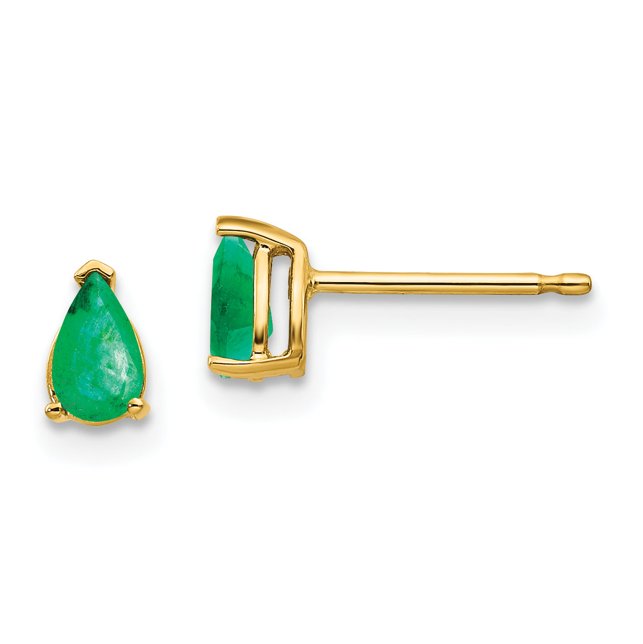 14k Emerald Post Earrings