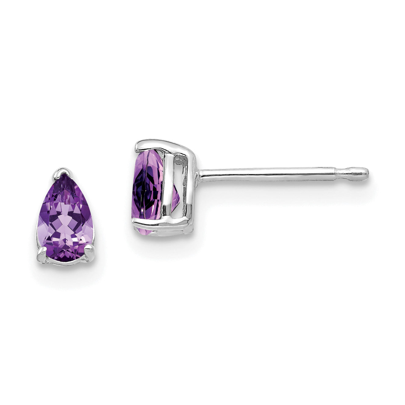 14k White Gold 5x3mm Pear Amethyst Earrings Main image