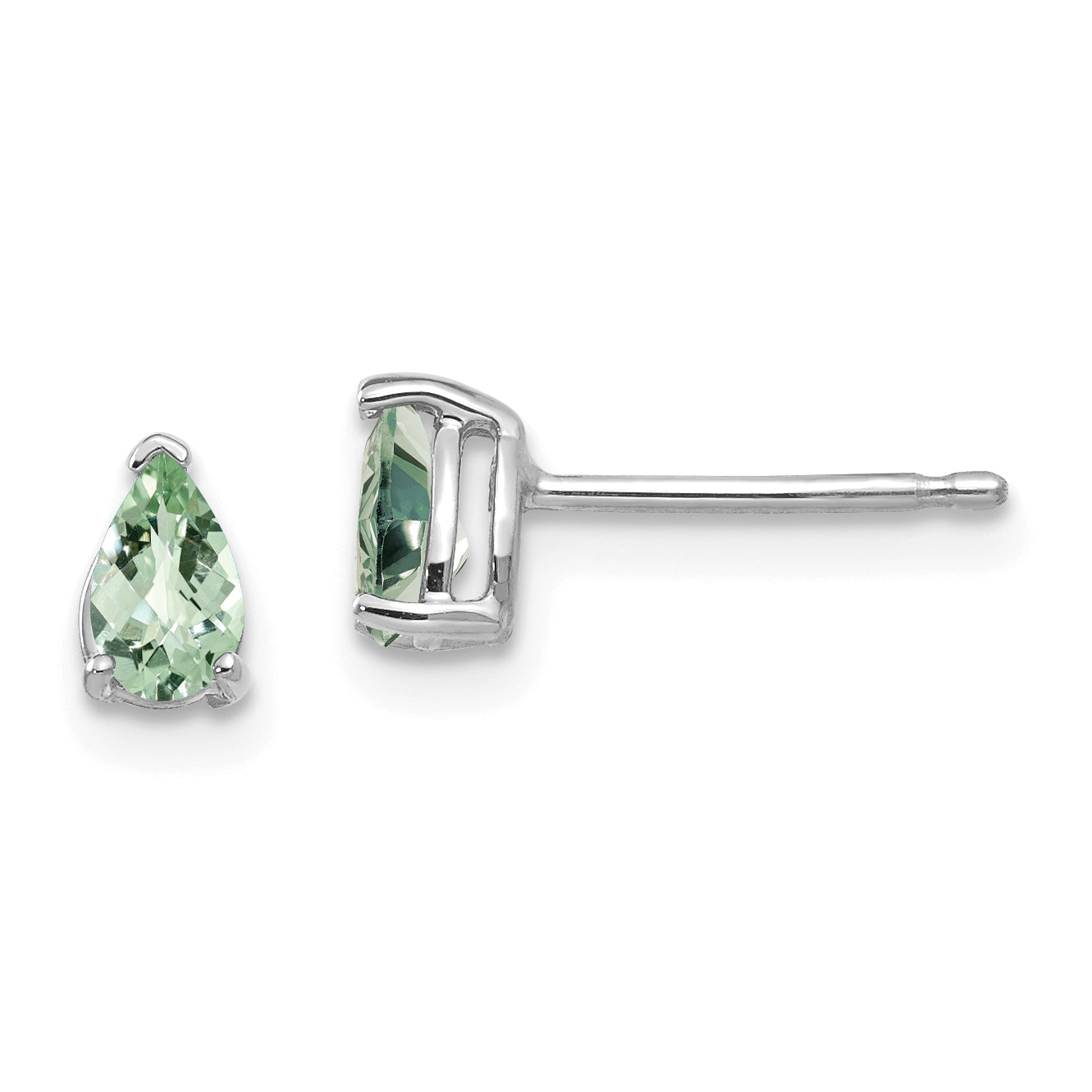 14kw 5x3 Pear Checker-Cut Green Quartz Earrings Main image