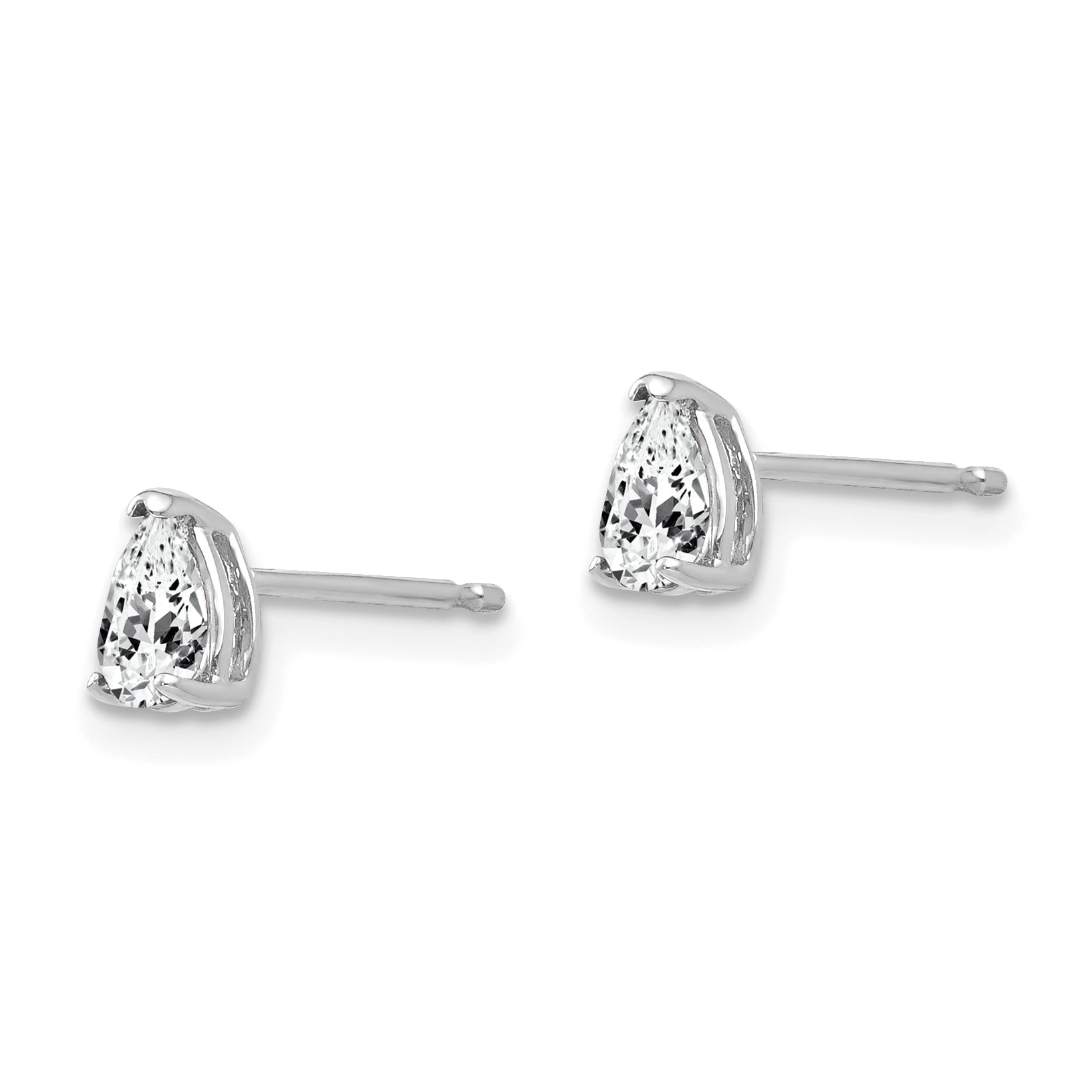 14k White Gold Cubic Zirconia pear stud earring Secondary image