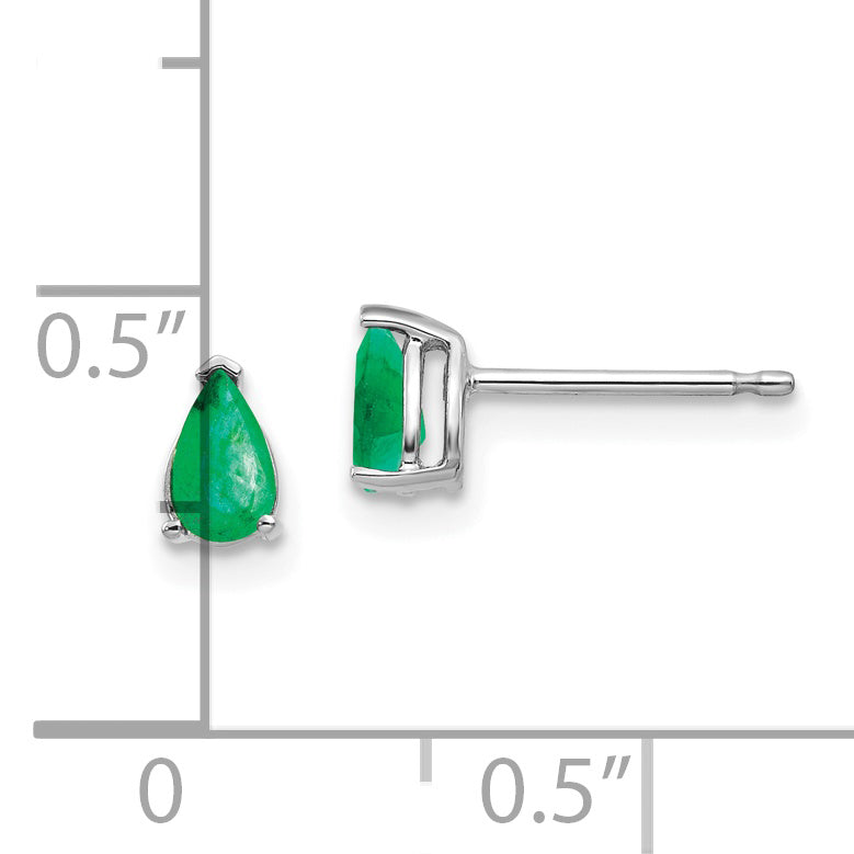 14k White Gold Emerald Earrings