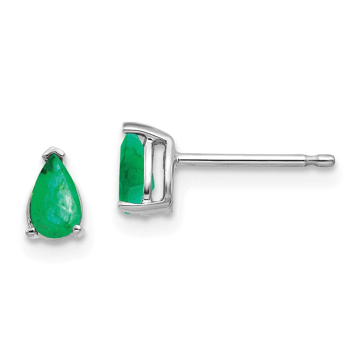 14k White Gold Emerald Earrings