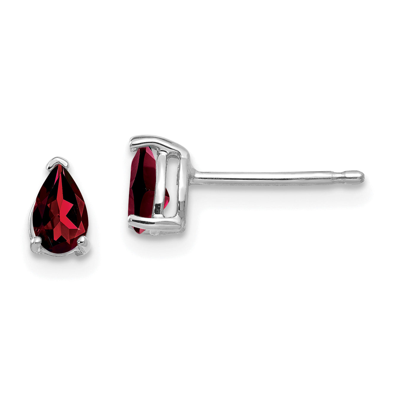 14k White Gold 5x3mm Pear Garnet Earrings Main image