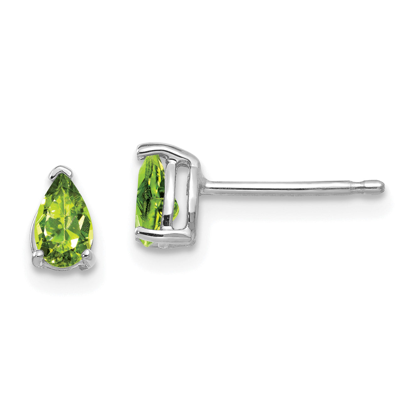 14k White Gold 5x3mm Pear Peridot Earrings Main image
