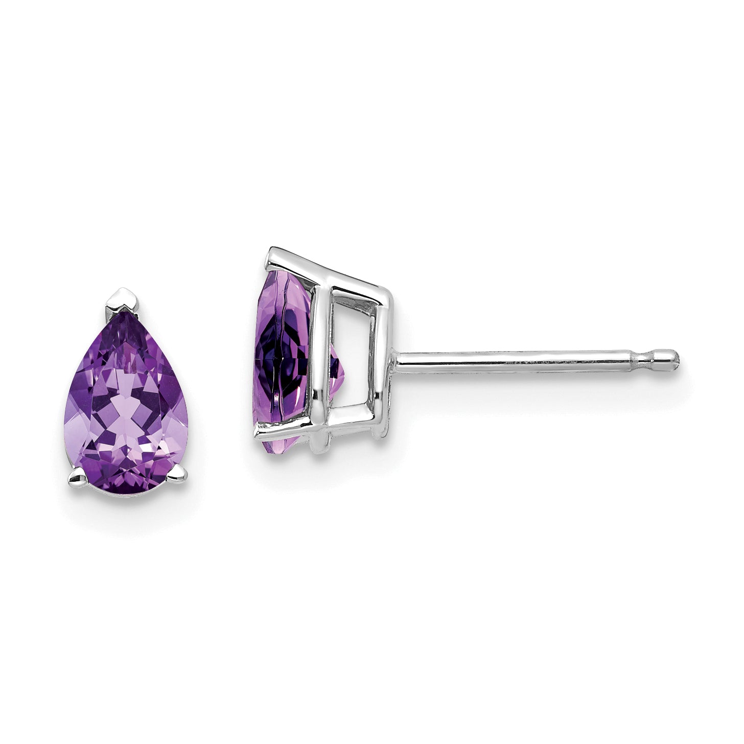 14k White Gold 6x4mm Pear Amethyst Earrings Main image
