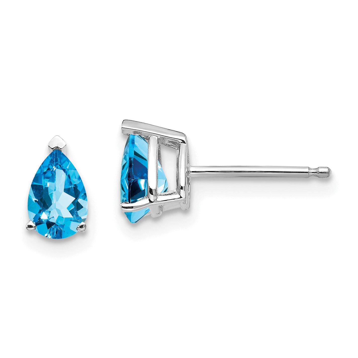 14k White Gold 6x4mm Pear Blue Topaz Earrings Main image