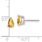 14k White Gold Citrine Pear Stud Earrings