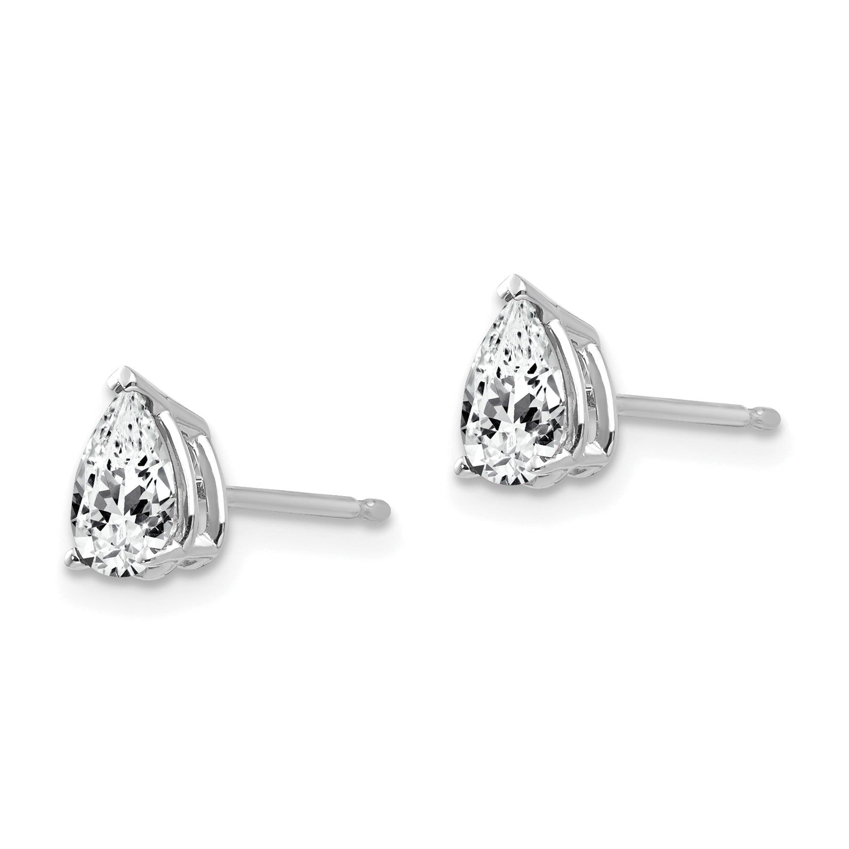 14k White Gold 6x4 Cubic Zirconia Pear Stud Earrings Secondary image
