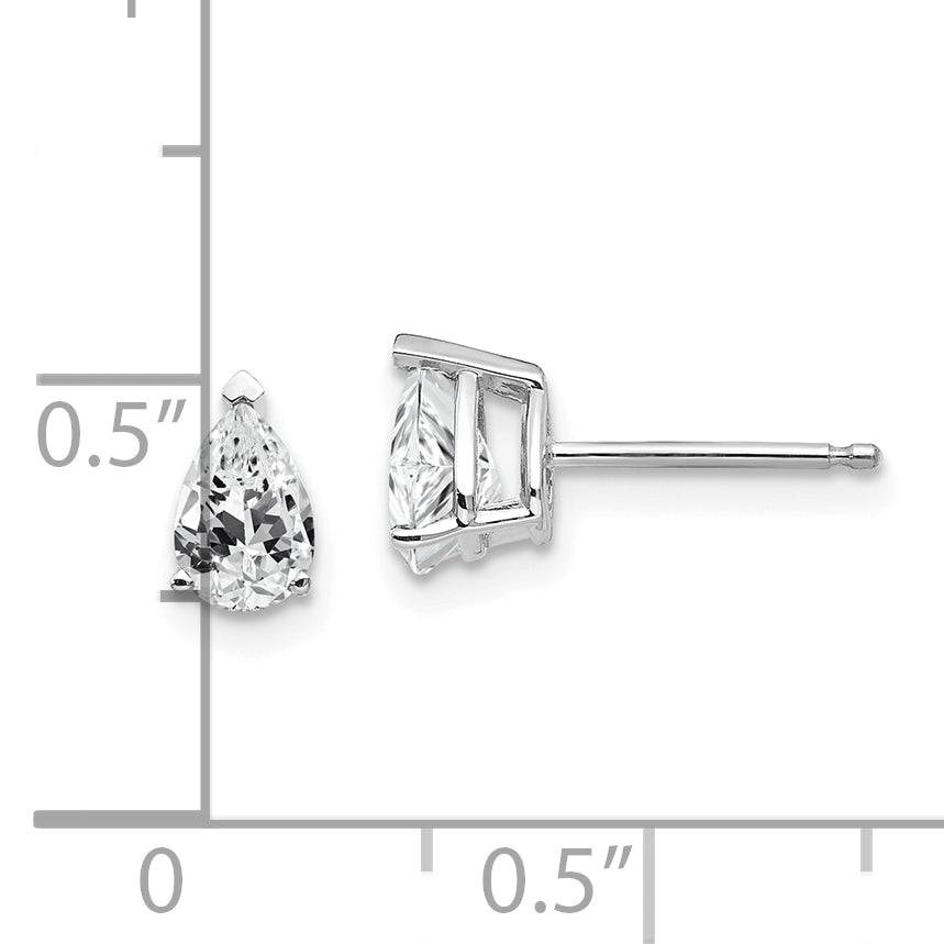 14k White Gold 6x4 Cubic Zirconia Pear Stud Earrings