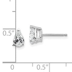 14k White Gold 6x4 Cubic Zirconia Pear Stud Earrings