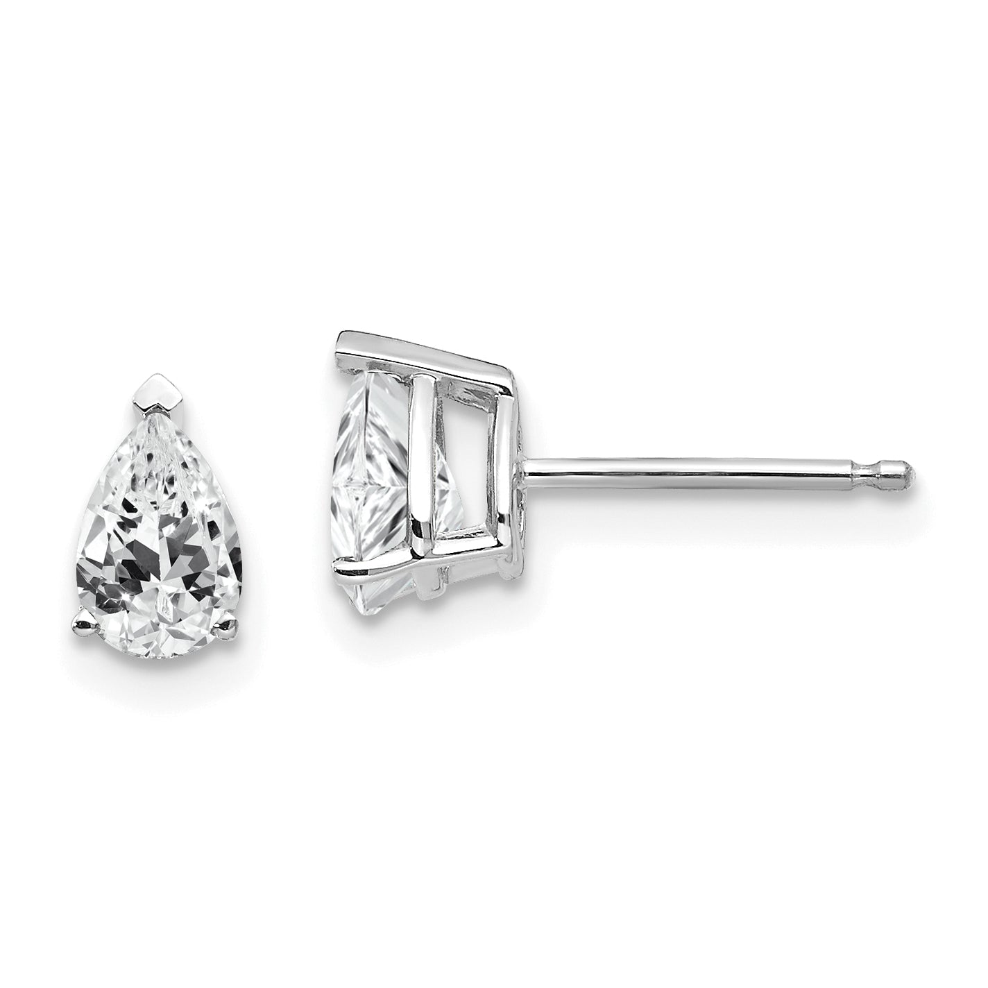 14k White Gold 6x4 Cubic Zirconia Pear Stud Earrings Main image