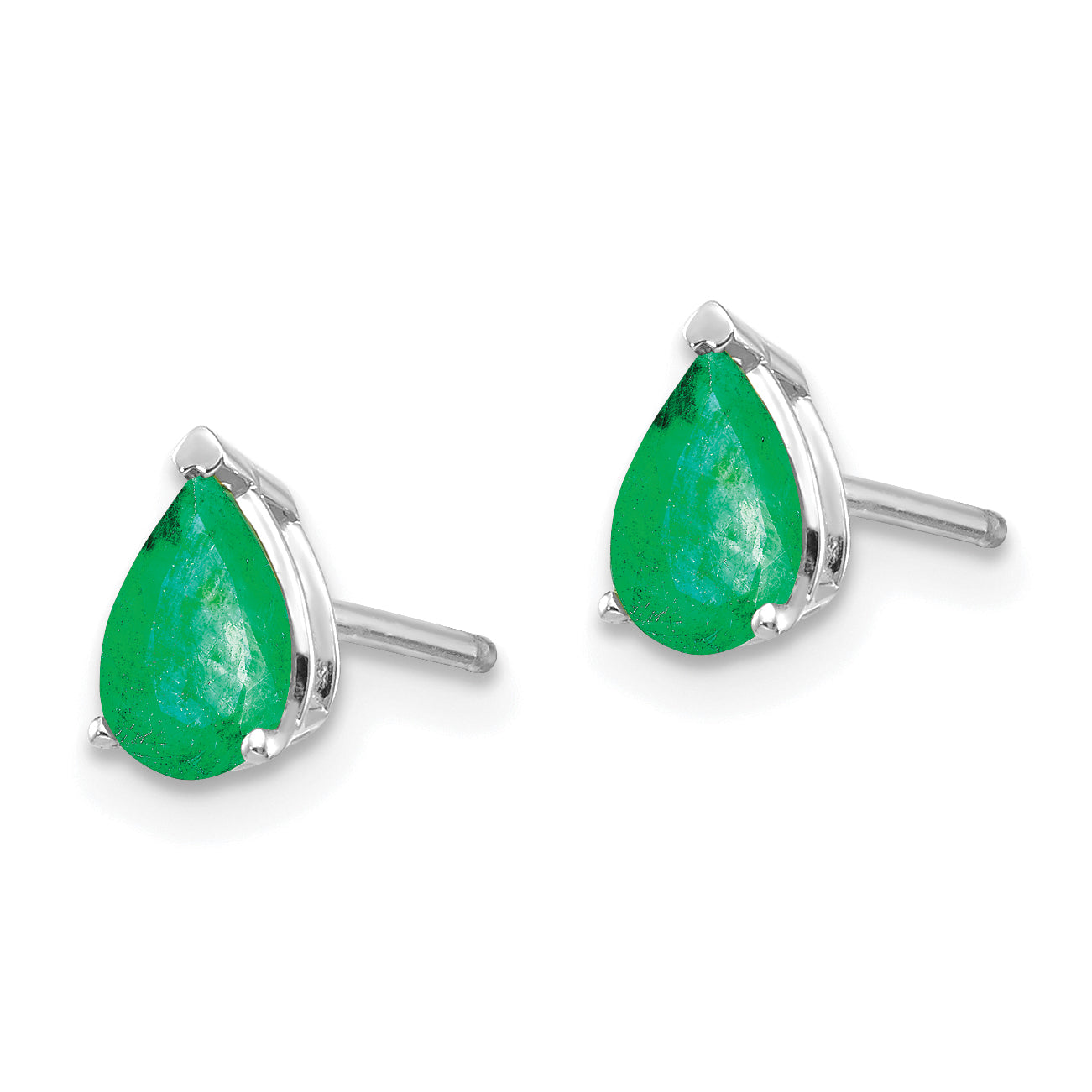 14k White Gold Emerald Earrings Secondary image
