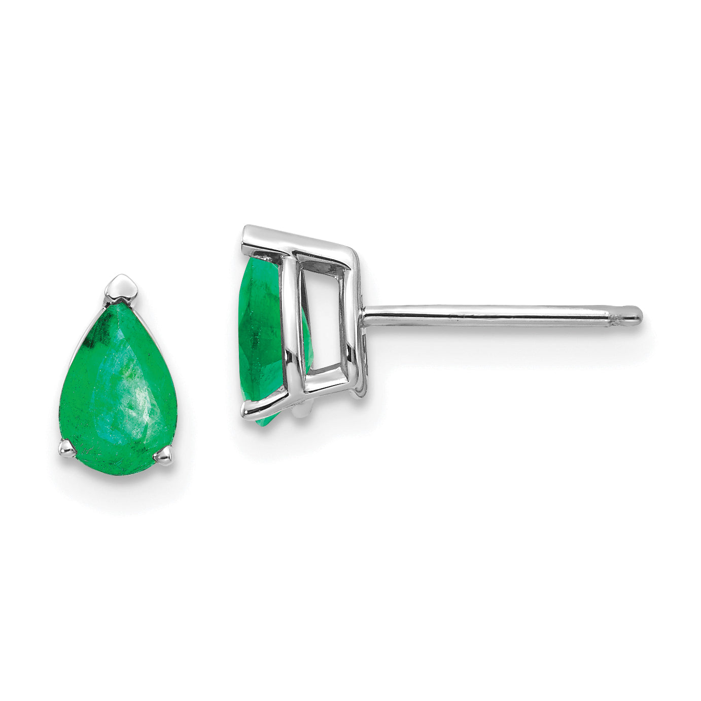 14k White Gold Emerald Earrings Main image