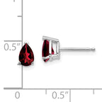 14k White Gold 6x4mm Pear Garnet Earrings