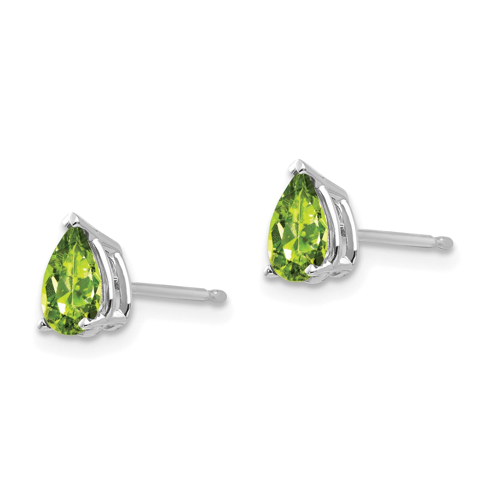 14k White Gold 6x4mm Pear Peridot Earrings Secondary image